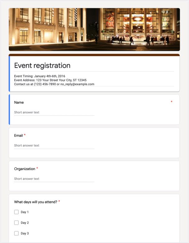 screenshot of Google Forms